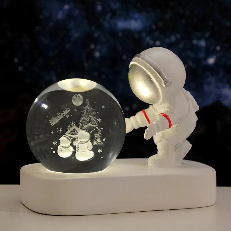 Glowing Planetary Galaxy Astronaut Crystal Ball Night Lights USB Power Warm Bedside Light Brithday Gift Night Lamp - Bellarte Enchanté Glowing Planetary Galaxy Astronaut Crystal Ball Night Lights USB Power Warm Bedside Light Brithday Gift Night Lamp
